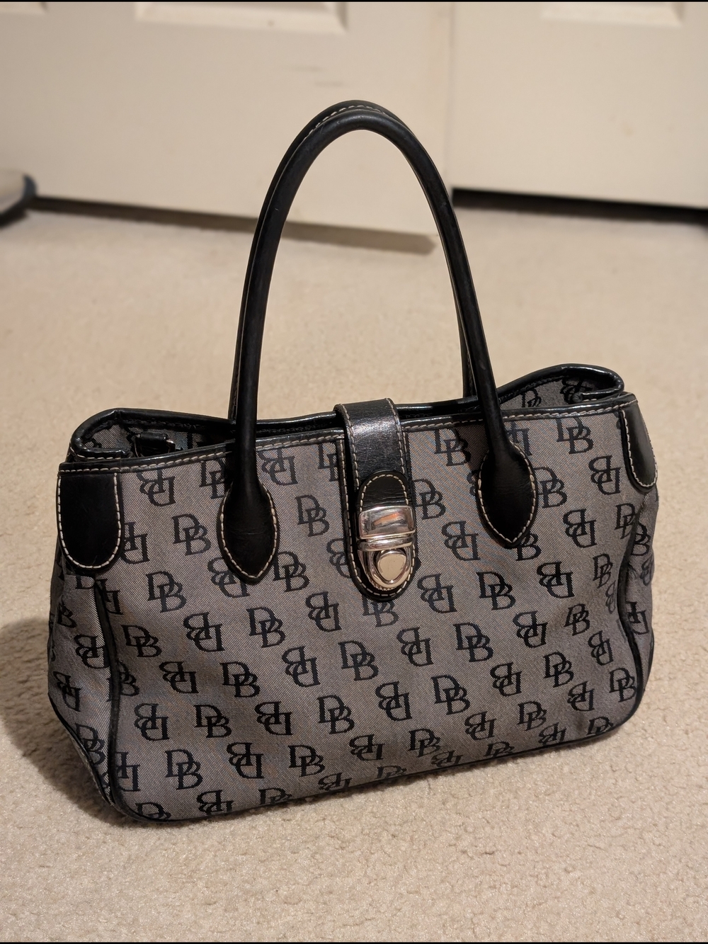 Dooney & Bourke Signature Grey and Black Tote